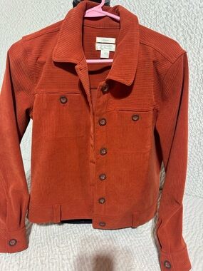 Christopher & Banks Rust Orange Corduroy Button-Front Jacket